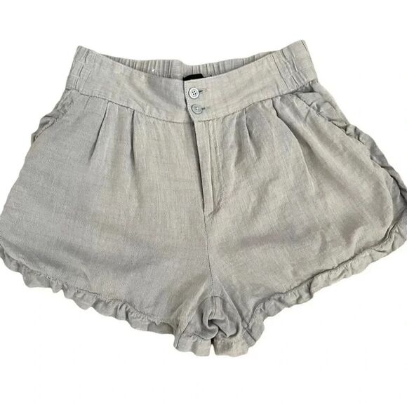 Who What Wear Cotton High Waist Scallop Blue Elastic Waist Pockets Shorts Sz 8 - Picture 5 of 12